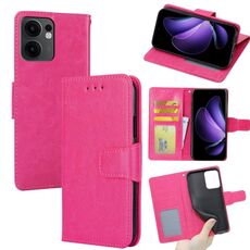 Per OPPO Reno13 F 5G / 4G Custodia in pelle con texture di cristallo (rosso rosa)