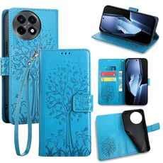 Per OnePlus Ace 5 / 5 Pro Custodia in pelle goffrata con motivo albero e cervo (blu)