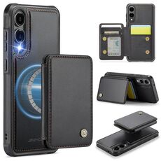 Per Samsung Galaxy S25 Edge 5G JEEHOOD J05 Custodia per telefono in pelle RFID stile magnetico aziendale (nero)