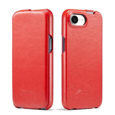 Per iPhone 16e Fierre Shann 64 Texture Custodia per telefono in pelle PU con flip verticale (rosso)