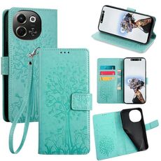 Per Tecno Pova 6 Neo 5G Custodia in pelle goffrata con motivo albero e cervo (verde)