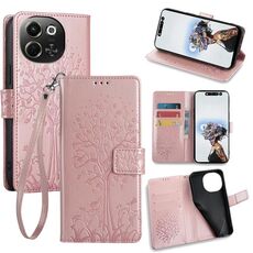 Per Tecno Pova 6 Neo 5G Custodia in pelle goffrata con motivo albero e cervo (oro rosa)
