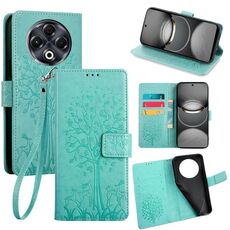 Per Tecno Spark 30 4G Custodia in pelle goffrata con motivo albero e cervo (verde)