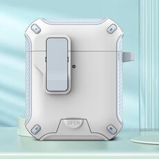 Per AirPods 2/1 Auricolari Bluetooth wireless Custodia protettiva MagSafe Holder (bianco azzurro)