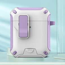 Per AirPods 2/1 Auricolari Bluetooth wireless Custodia protettiva con supporto MagSafe (bianco viola)