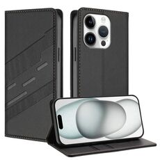 Per iPhone 16 Pro Custodia per telefono in pelle retrò con portafoglio multifunzionale in rilievo (nero)