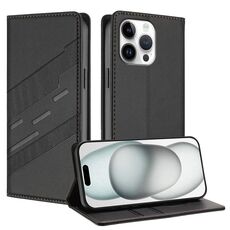 Per iPhone 16 Pro Max Custodia per telefono in pelle retrò con portafoglio multifunzionale in rilievo (nero)