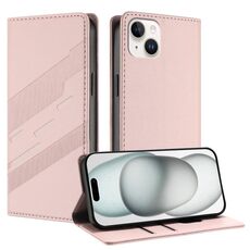 Per iPhone 15 Plus Custodia per telefono in pelle retrò con portafoglio multifunzionale in rilievo (rosa)