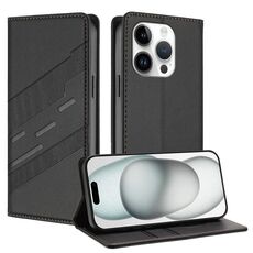 Per iPhone 14 Pro Custodia per telefono in pelle retrò con portafoglio multifunzionale in rilievo (nero)