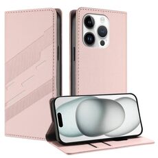 Per iPhone 14 Pro Custodia per telefono in pelle retrò con portafoglio multifunzionale in rilievo (rosa)