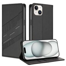 Per iPhone 14 Plus Custodia per telefono in pelle retrò con portafoglio multifunzionale in rilievo (nero)