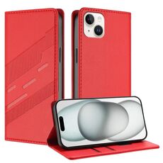 Per iPhone 14 Plus Custodia per telefono in pelle retrò con portafoglio multifunzionale in rilievo (rosso)