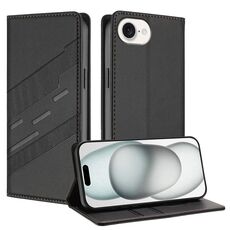 Per iPhone 16e Custodia per telefono in pelle retrò con portafoglio multifunzionale in rilievo (nero)