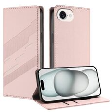 Per iPhone 16e Custodia per telefono in pelle retrò con portafoglio multifunzionale in rilievo (rosa)