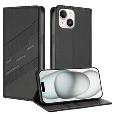 Per iPhone 13 mini Custodia per telefono in pelle retrò con portafoglio multifunzionale in rilievo (nero)