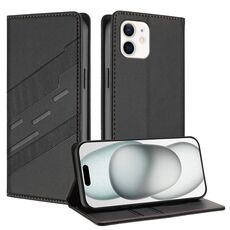 Per iPhone 12 mini Custodia per telefono in pelle retrò con portafoglio multifunzionale in rilievo (nero)