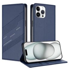 Per iPhone 12 Pro Max Custodia per telefono in pelle retrò con portafoglio multifunzionale in rilievo (blu scuro)