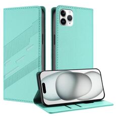 Per iPhone 11 Pro Max Custodia per telefono in pelle retrò con portafoglio multifunzionale in rilievo (verde menta)