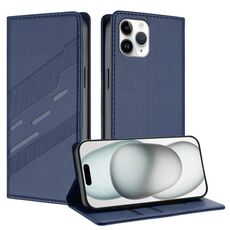 Per iPhone 11 Pro Custodia per telefono in pelle retrò con portafoglio multifunzionale in rilievo (blu scuro)