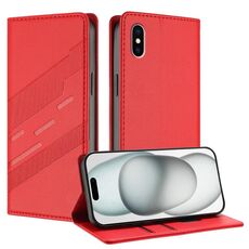 Per iPhone XS / X Custodia per telefono in pelle retrò con portafoglio multifunzionale in rilievo (rosso)