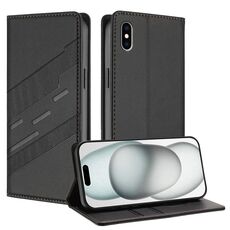 Per iPhone XS Max Custodia per telefono in pelle retrò con portafoglio multifunzionale in rilievo (nero)