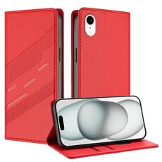 Per iPhone XR Custodia per telefono in pelle retrò con portafoglio multifunzionale in rilievo (rosso)