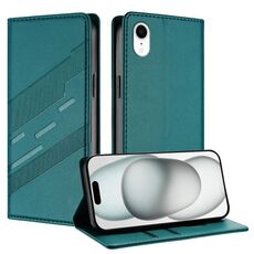 Per iPhone XR Custodia per telefono in pelle retrò con portafoglio multifunzionale in rilievo (verde scuro)
