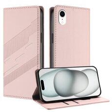 Per iPhone XR Custodia per telefono in pelle retrò con portafoglio multifunzionale in rilievo (rosa)