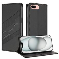 Per iPhone 8 Plus / 7 Plus Custodia per telefono in pelle retrò con portafoglio multifunzionale in rilievo (nero)