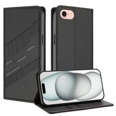 Per iPhone SE 2022/2020/8/7 Custodia per telefono in pelle retrò con portafoglio multifunzionale in rilievo (nero)