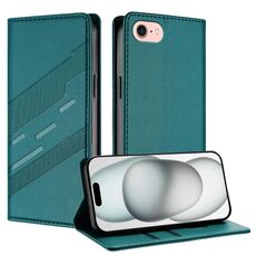Per iPhone SE 2022/2020/8/7 Custodia per telefono in pelle retrò con portafoglio multifunzionale in rilievo (verde scuro)
