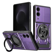 Per Samsung Galaxy S25 Edge 5G Armor Supporto Rotante MagSafe Custodia per Telefono (Viola)