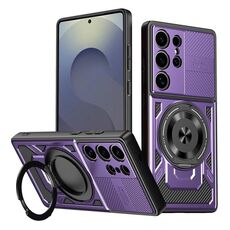 Per Samsung Galaxy S25 Ultra 5G Armor Supporto Rotante MagSafe Custodia per Telefono (Viola)