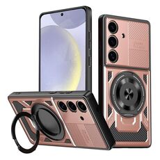 Per Samsung Galaxy S25+ / S24+ 5G Armor Supporto Rotante MagSafe Custodia per Telefono (Oro Rosa)