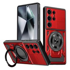 Per Samsung Galaxy S24 Ultra 5G Armor Supporto Rotante MagSafe Custodia per Telefono (Rosso)