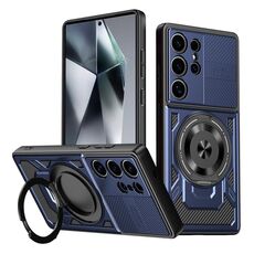 Per Samsung Galaxy S24 Ultra 5G Armor Rotating Holder MagSafe Custodia per telefono (blu)