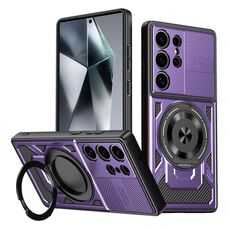 Per Samsung Galaxy S24 Ultra 5G Armor Supporto Rotante MagSafe Custodia per Telefono (Viola)