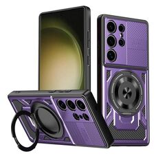 Per Samsung Galaxy S23 Ultra 5G Armor Supporto Rotante MagSafe Custodia per Telefono (Viola)