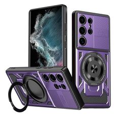 Per Samsung Galaxy S22 Ultra 5G Armor Supporto Rotante MagSafe Custodia per Telefono (Viola)