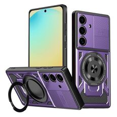 Per Samsung Galaxy S24 FE 5G Armor Supporto Rotante MagSafe Custodia per Telefono (Viola)