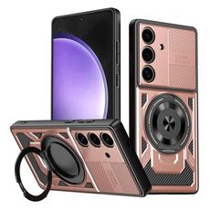 Per Samsung Galaxy S23 FE 5G Armor Supporto Rotante MagSafe Custodia per Telefono (Oro Rosa)