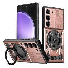 Per Samsung Galaxy S23+ 5G Armor Supporto Rotante MagSafe Custodia per Telefono (Oro Rosa)