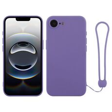 Per iPhone 16e Custodia in silicone con cinturino da polso (viola)
