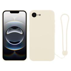 Per iPhone 16e Custodia in silicone con cinturino da polso (bianco)