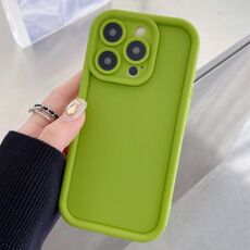 Per iPhone 14 Pro Max Custodia per telefono in TPU con foro preciso e telaio antiurto satinato (verde fluorescente)