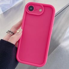Per iPhone SE 2022/2020/8/7 Custodia per telefono in TPU con foro preciso e telaio antiurto satinato (rosso rosa)