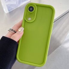 Per iPhone XR Custodia antiurto in TPU con foro preciso e cornice smerigliata (verde fluorescente)