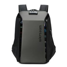Wiersaam WY1350 Zaino antifurto da uomo per laptop da viaggio con lucchetto con password (grigio siderale)