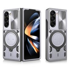 Per Samsung Galaxy Z Fold7 CD Texture Sliding Camshield Supporto Magnetico Custodia per Telefono (Argento)