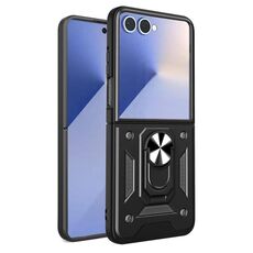 Per Samsung Galaxy Z Flip7 Armor Magnetic Bracket TPU+PC Custodia per telefono (nero)